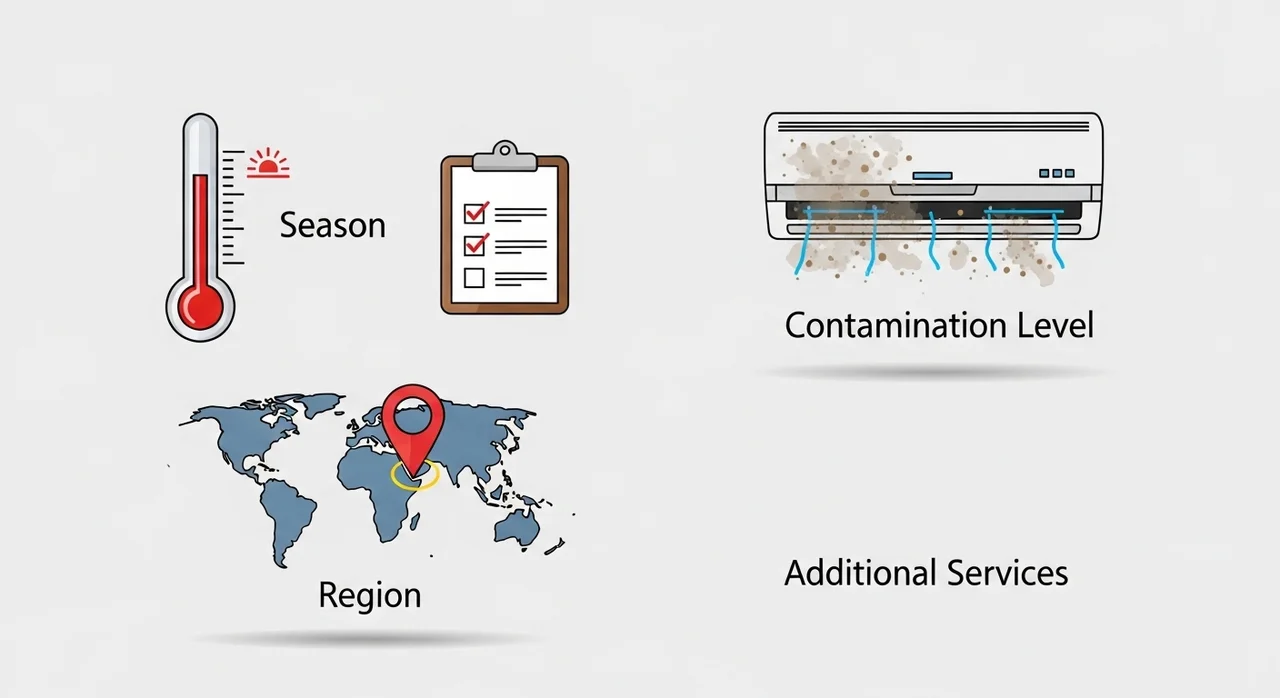 에어컨 청소 비용에 영향을 미치는 주요 요인