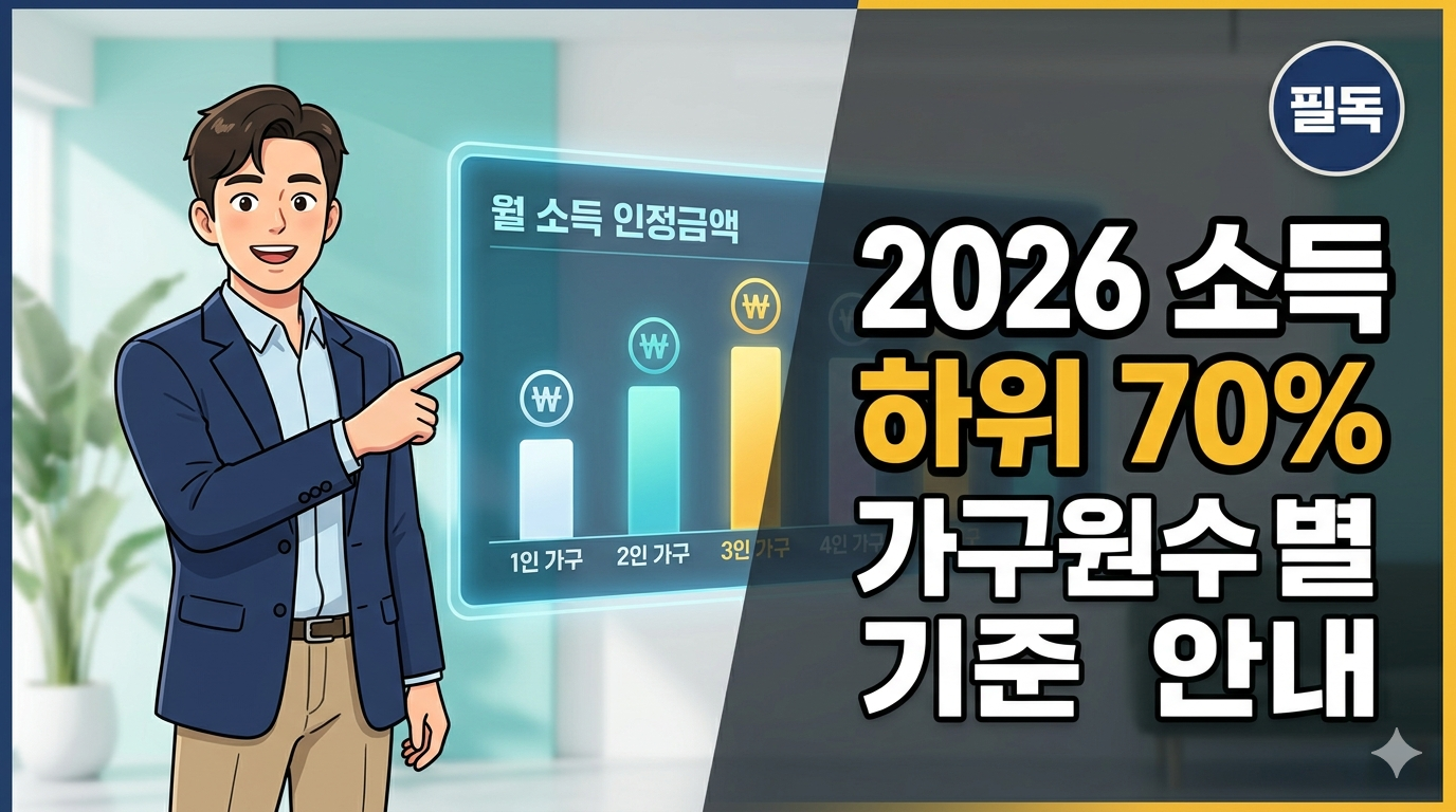 2026년 소득 하위 70% 기준 안내: 가구원수별 월 소득 인정액 및 확인 방법