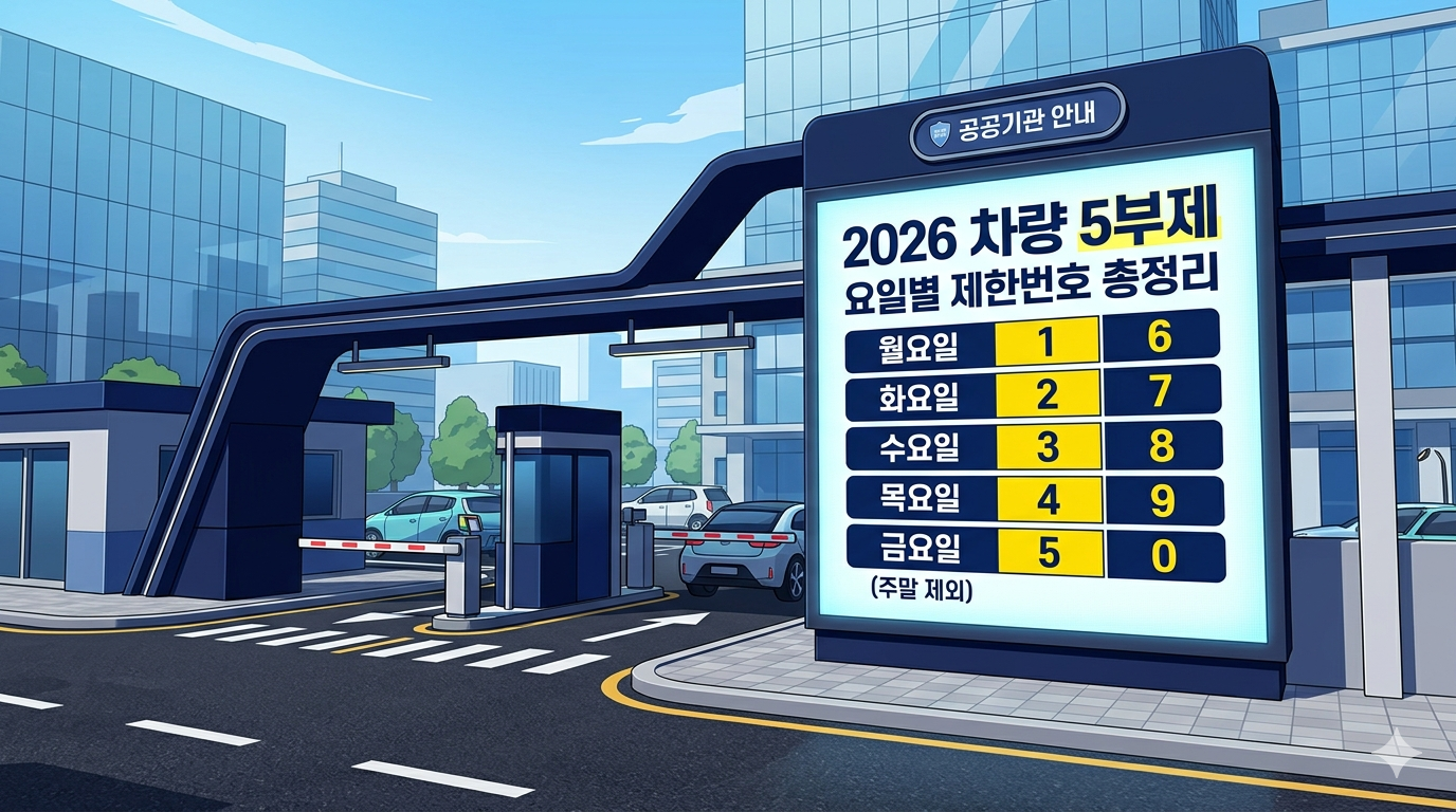 2026년 공공기관 차량 5부제 전면 시행: 요일별 제한 번호 및 예외 대상 총정리