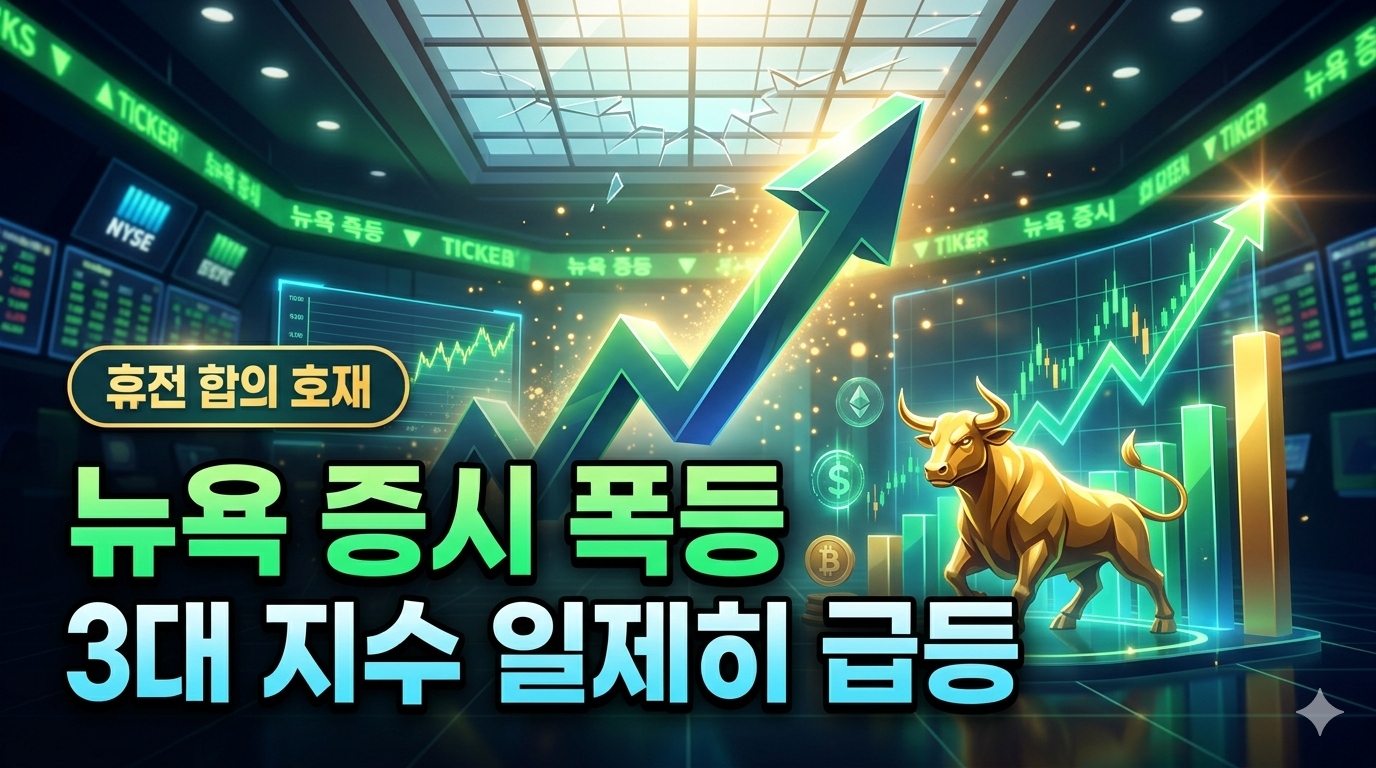 미국-이란 전격 휴전 합의, 뉴욕 증시 3대 지수 일제히 급등