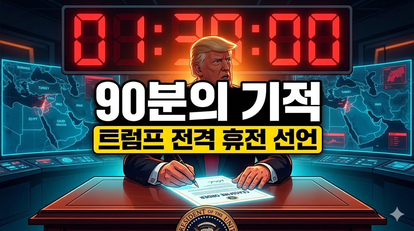 트럼프 대통령, 이란 공격 90분 전 전격 휴전 선언: 호르무즈 해협 개방 합의