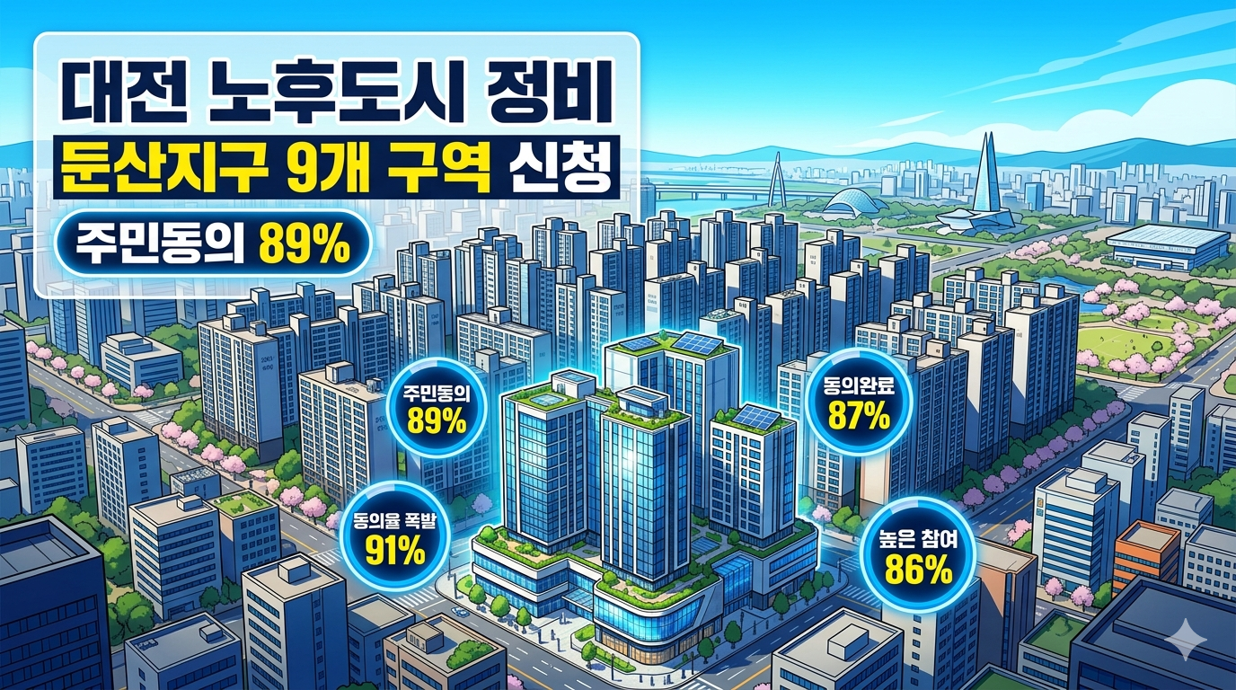 대전 노후계획도시 정비 선도지구 공모 결과: 둔산·송촌지구 신청 현황 및 일정