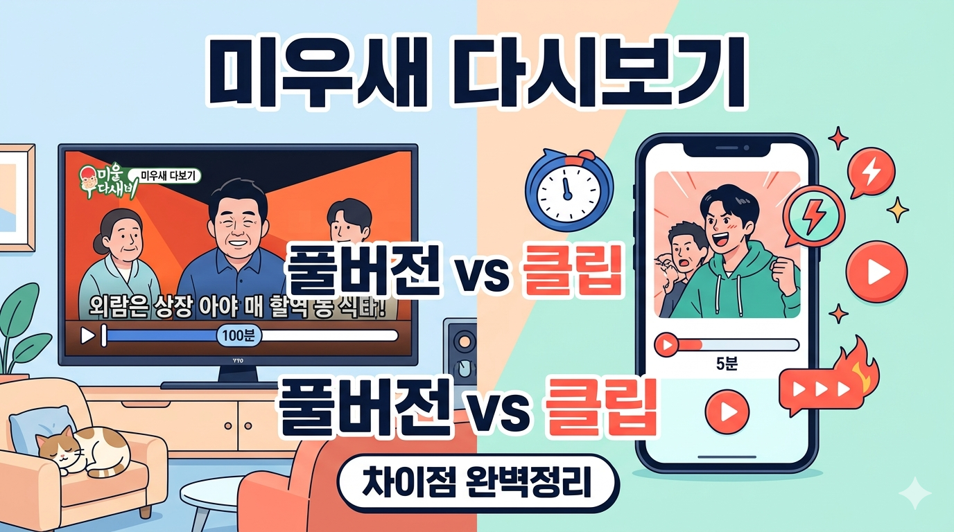 '미운 우리 새끼' 다시보기 풀버전 vs 본방 클립 차이점 정리