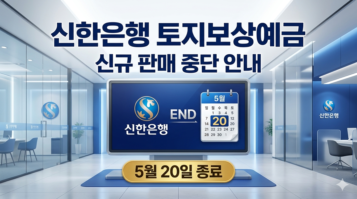 신한은행 '프리미어 토지 보상 저축예금' 신규 판매 중단 안내