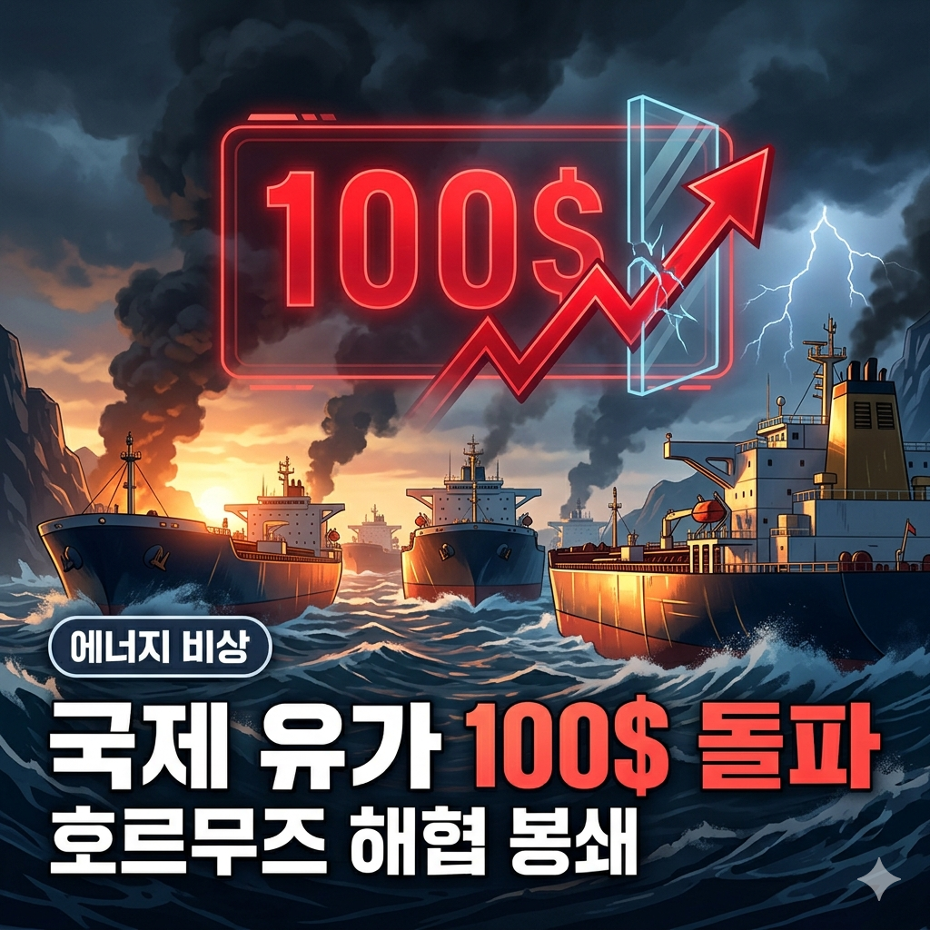 국제 유가 100달러 돌파, 호르무즈 해협 봉쇄 장기화에 따른 에너지 위기