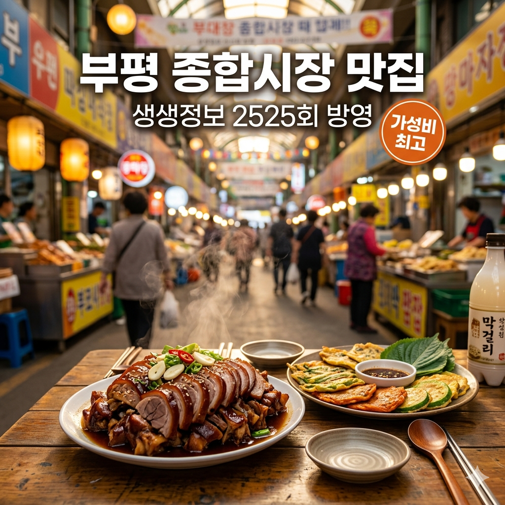 2TV 생생정보 부평 종합시장 맛집 위치 및 연락처 안내 (2525회)