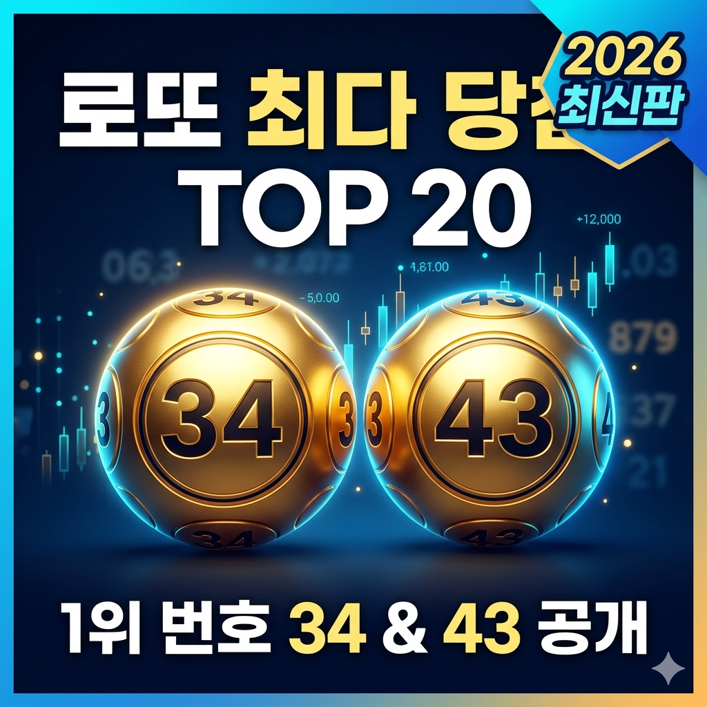 로또 6/45 역대 최다 당첨 번호 TOP 20 통계 분석