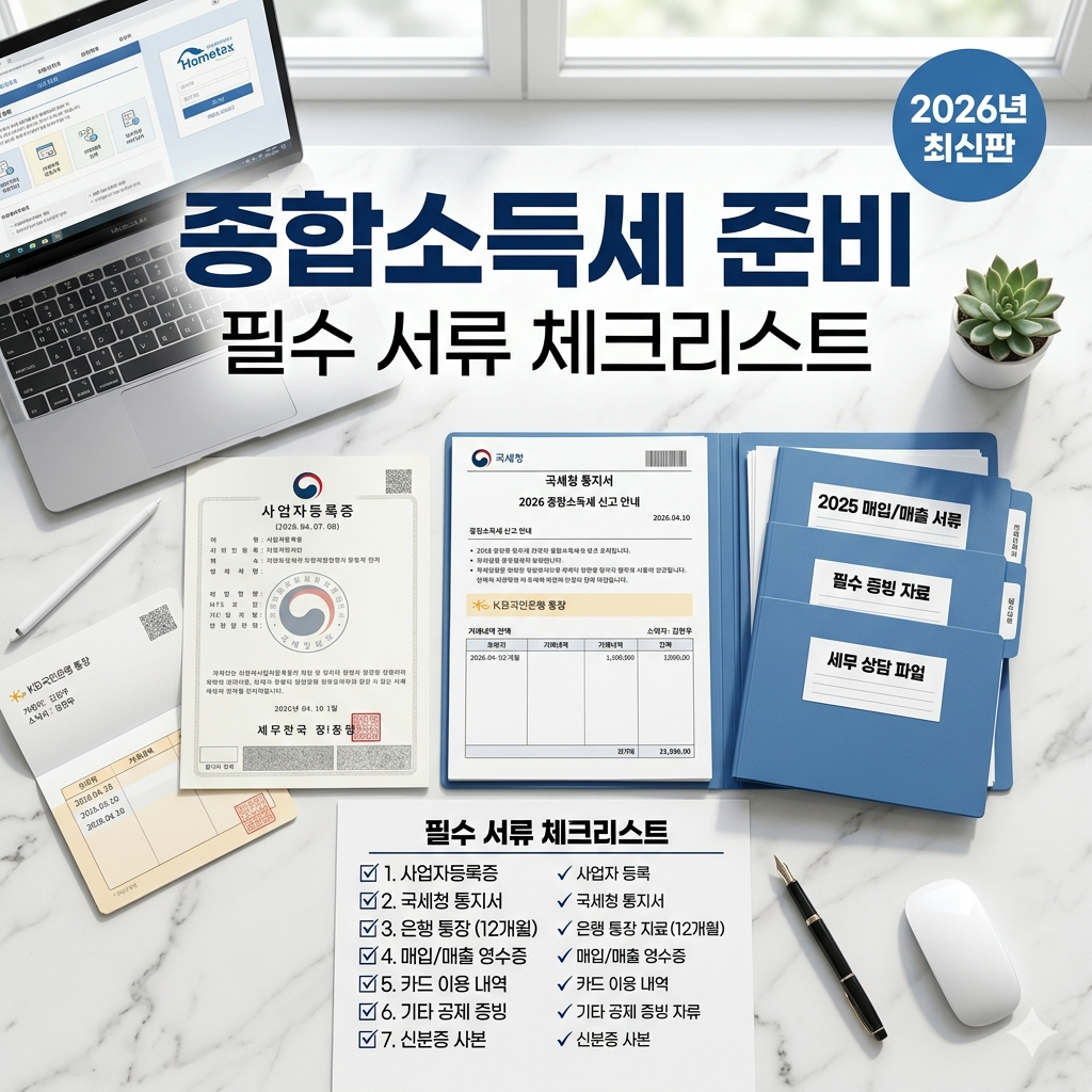 개인사업자 종합소득세 신고 준비 서류 및 2026년 일정 완벽 정리