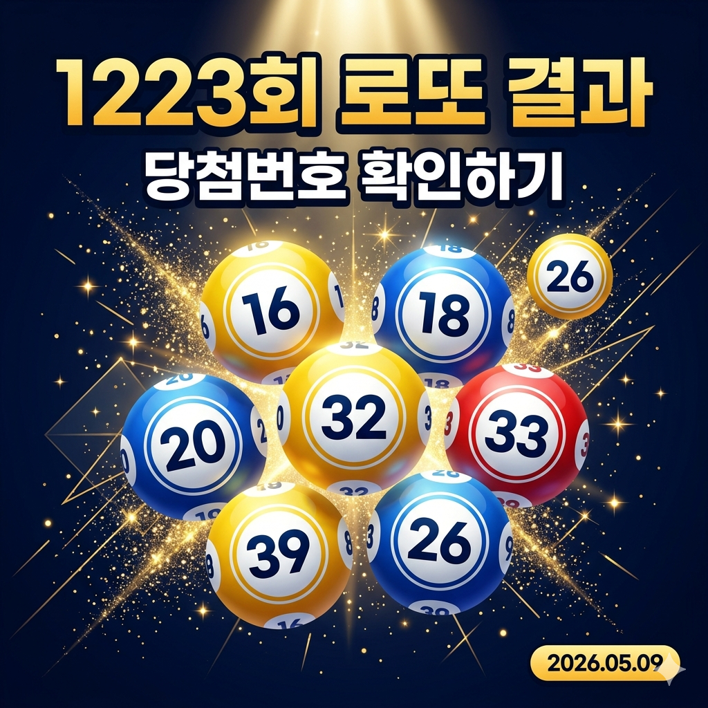 제1223회 로또 당첨번호 결과 및 분석 (2026년 5월 9일 추첨)