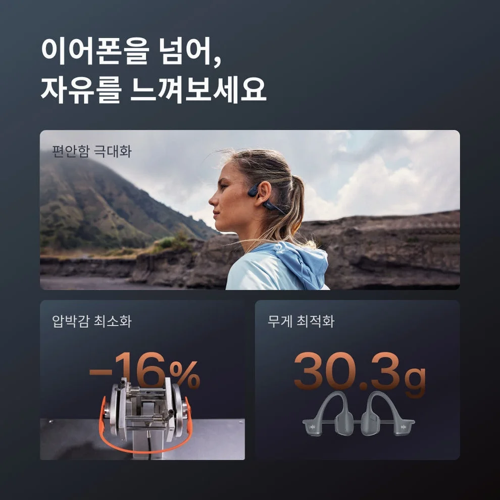 [샥즈] 오픈런 프로 2 S820 골전도 헬스 운동 러닝 마라톤 자전거 이어폰 애프터샥 상세 이미지 5