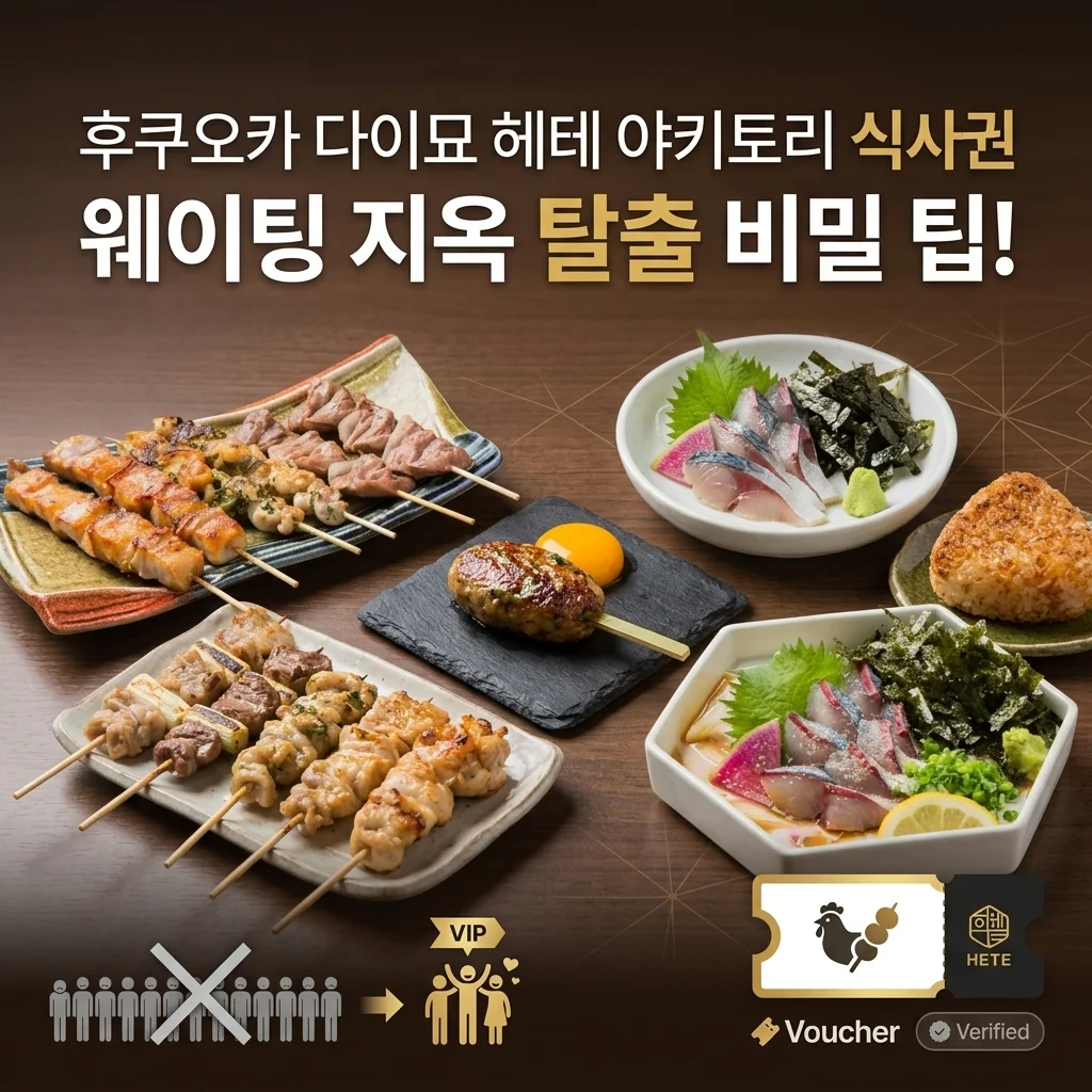 후쿠오카 다이묘 헤테 야키토리 식사권, 웨이팅 지옥 탈출하는 비밀 꿀팁