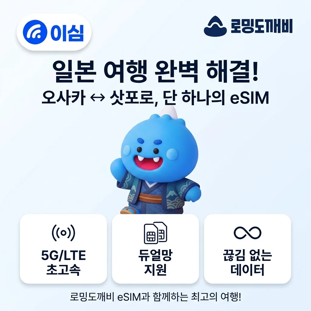 일본 여행 필수템! 로밍도깨비 eSIM 하나로 오사카부터 삿포로까지 완벽 해결