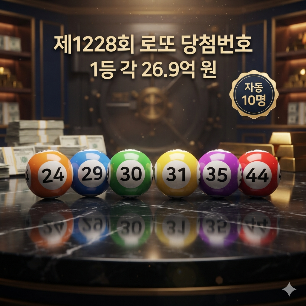 제1228회 로또 당첨번호 결과 및 1등 배출점 통계 분석