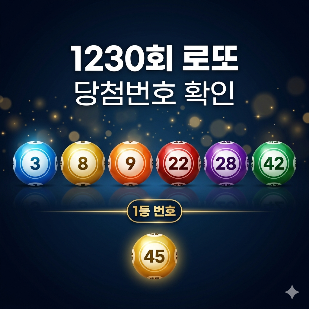 제1230회 로또 당첨번호 결과 및 당첨금 수령 안내