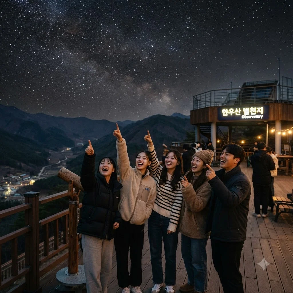 잊지 못할 별빛 추억, 한우산 별천지에서 만드세요!