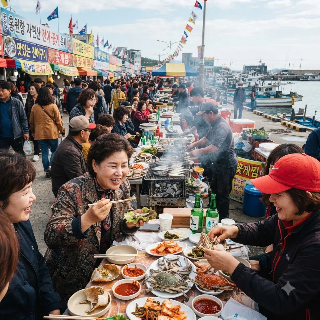 가을 미식의 절정! 홍원항 자연산 전어·꽃게 축제 & 삼덕회센타