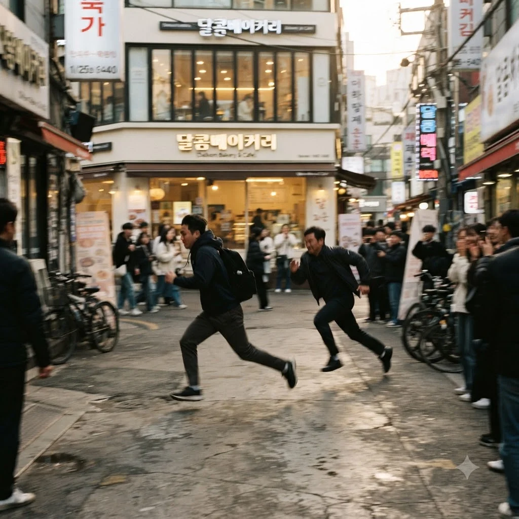 숨 막히는 추격전: 베이글맨션 앞, 영웅들의 용감한 발자취