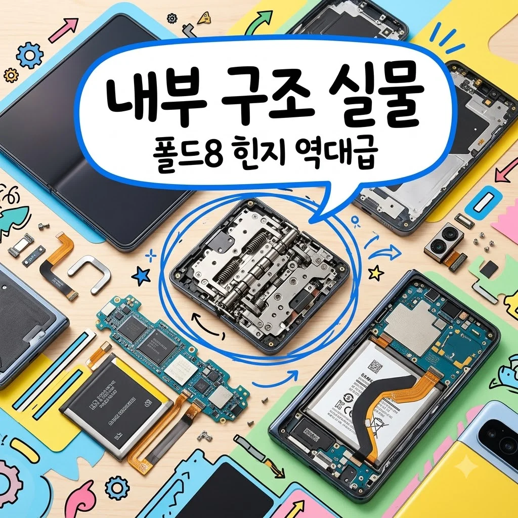 갤럭시 Z 폴드 8 내부 부품 유출! 힌지 구조와 아이폰 비교 분석
