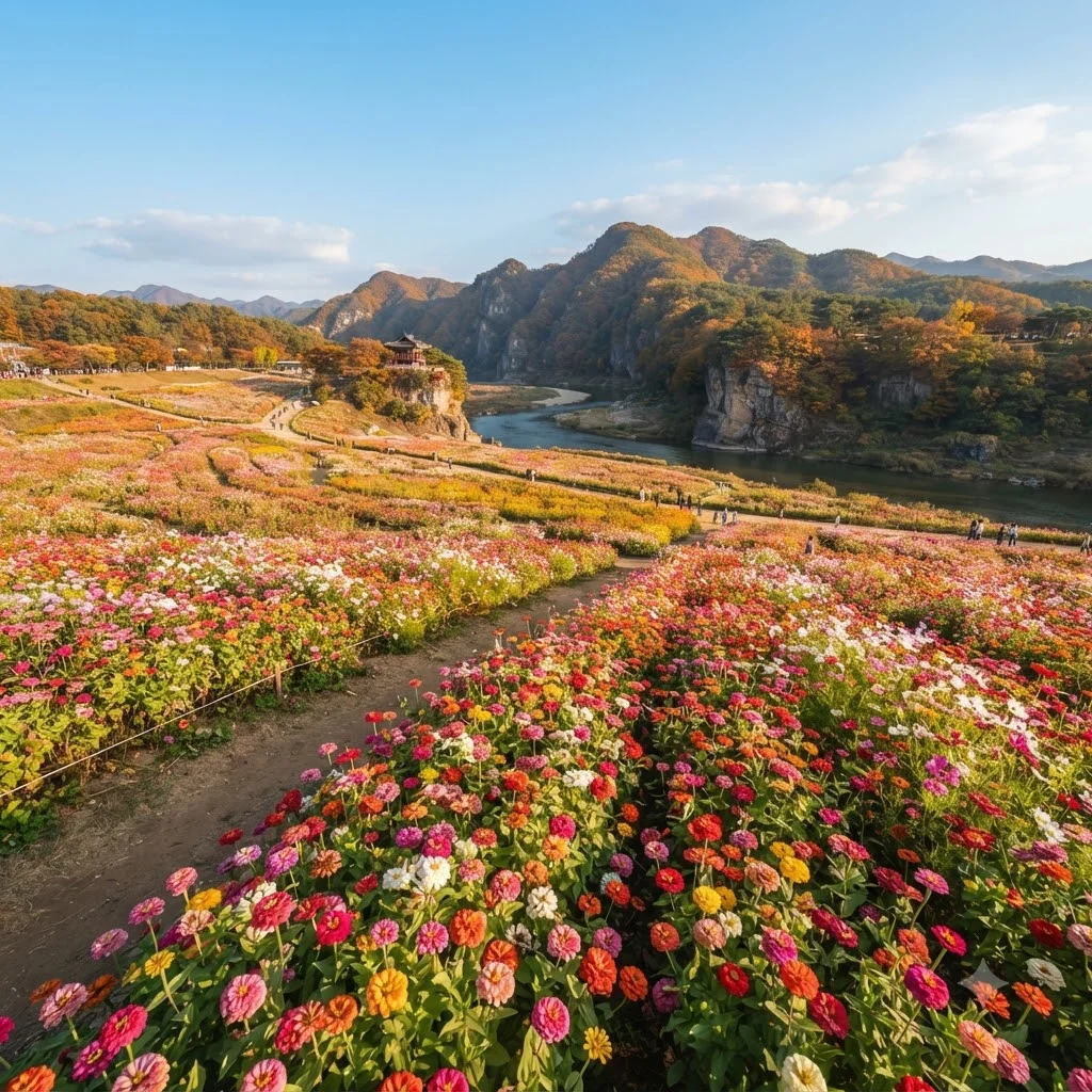 철원의 가을을 수놓는 꽃의 향연, 고석정 꽃밭