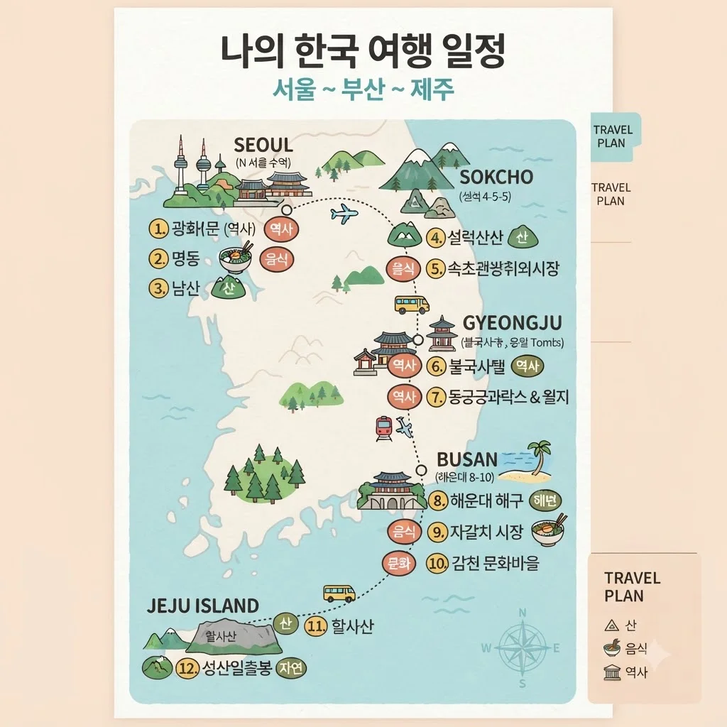한눈에 보는 중장년 맞춤 당일치기 추천 일정