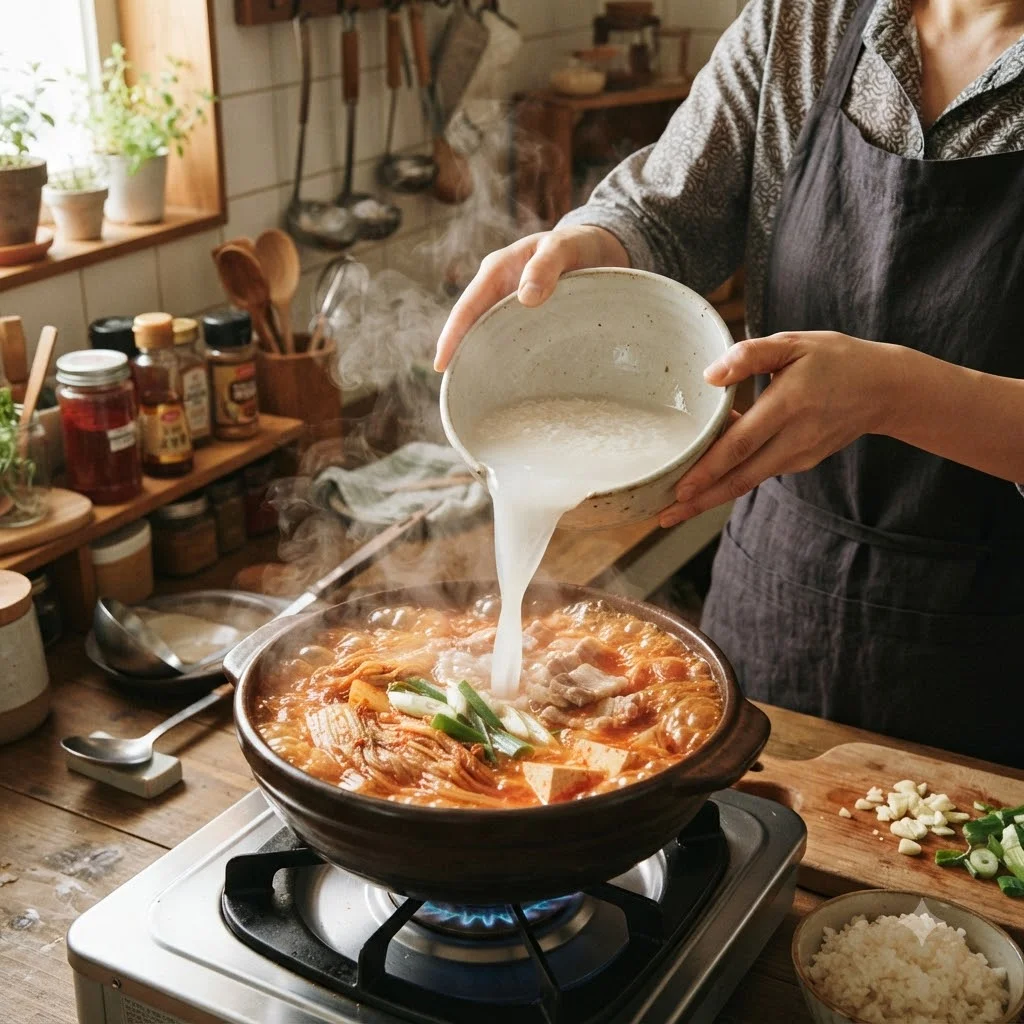 3~4단계: 뭉근하게 끓이기와 비밀 재료 투하